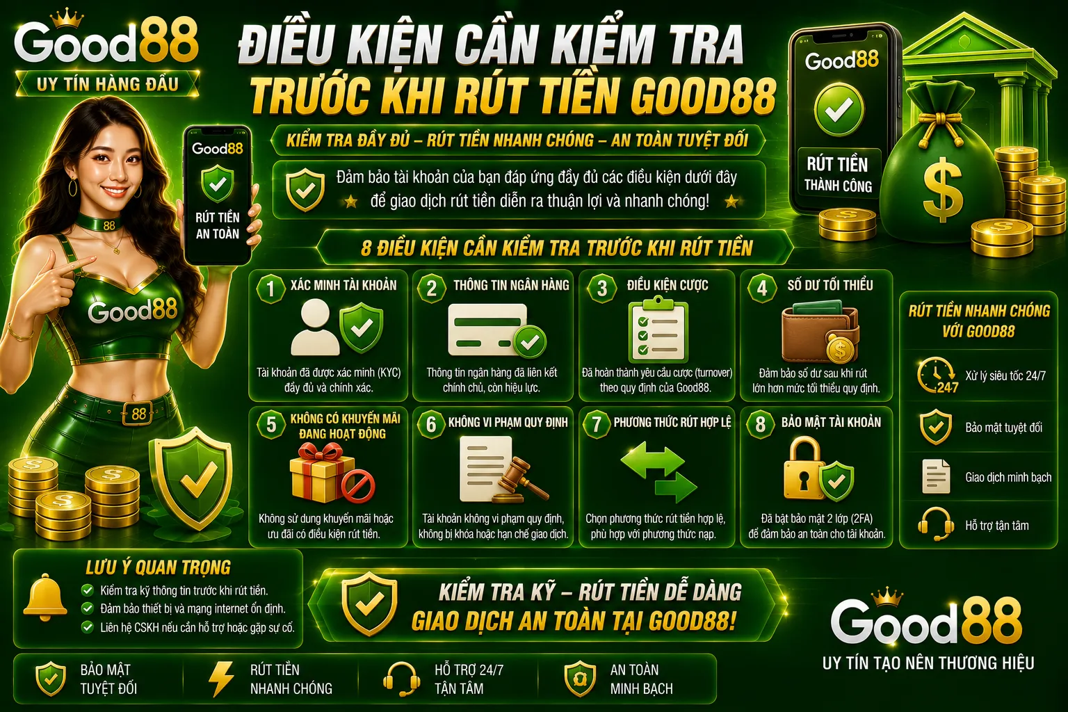 Điều kiện cần kiểm tra trước khi rút tiền Good88